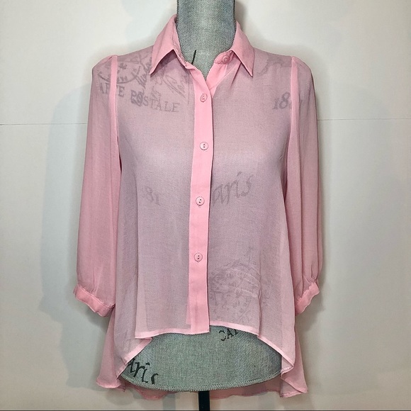 Chiffon Blouse | Sheer Pink - Picture 1 of 12